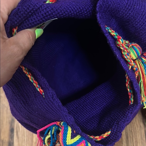 Bohemian Purple Crossbody Bag with Macramé Tassels - Picture 6 of 6